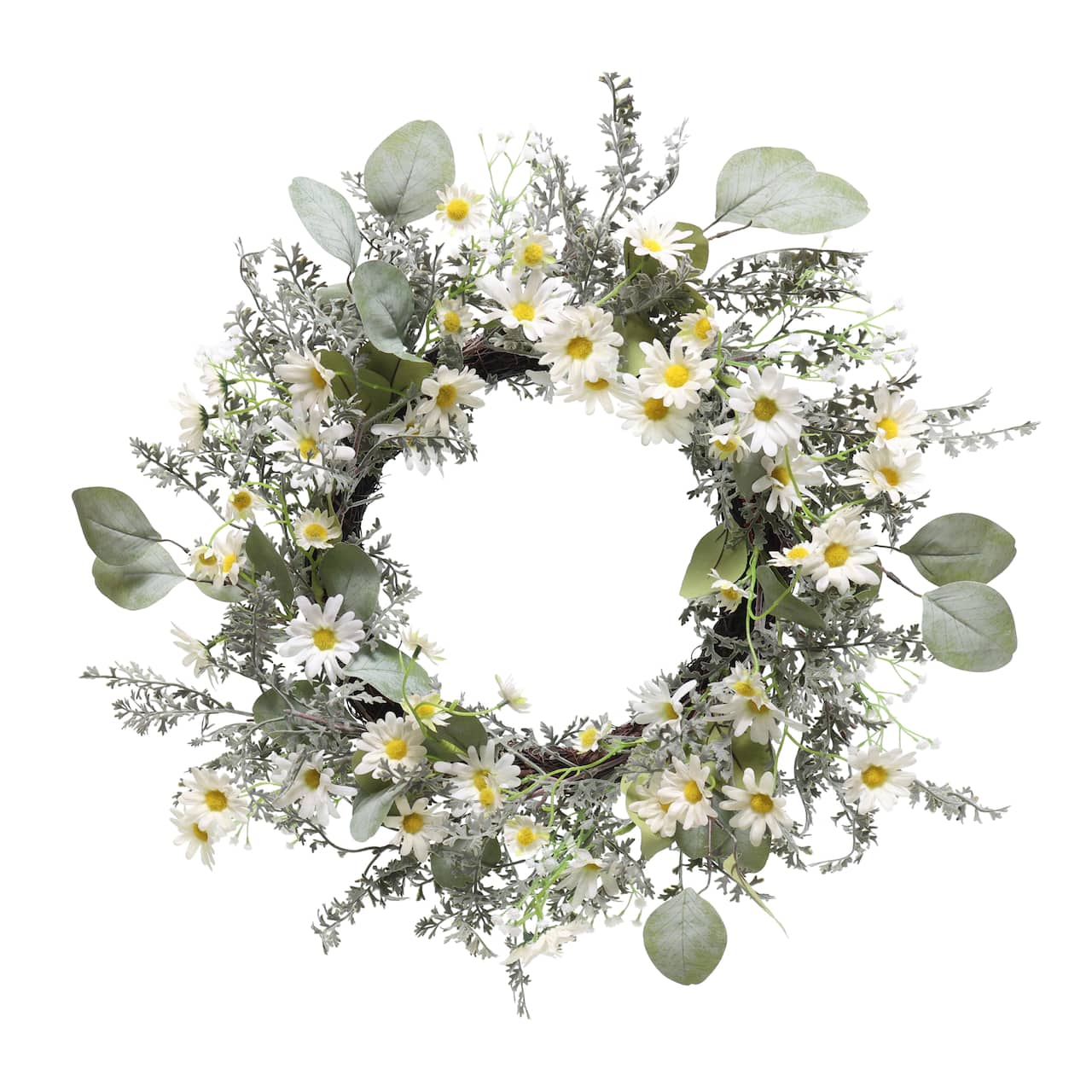 24" Artificial Daisy Floral Spring Wreath